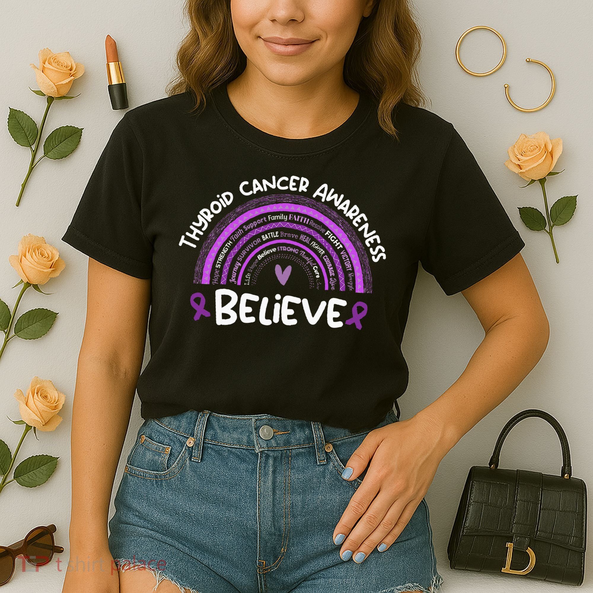 Believe Thyroid Cancer Awareness Month Thyroid Cancer Comfort Colors Boxy T-Shirt