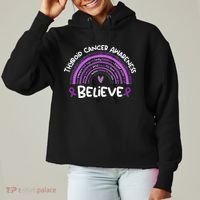 Believe Thyroid Cancer Awareness Month Thyroid Cancer Ladies Heavyweight Boxy Pullover Hoodie thumb 0