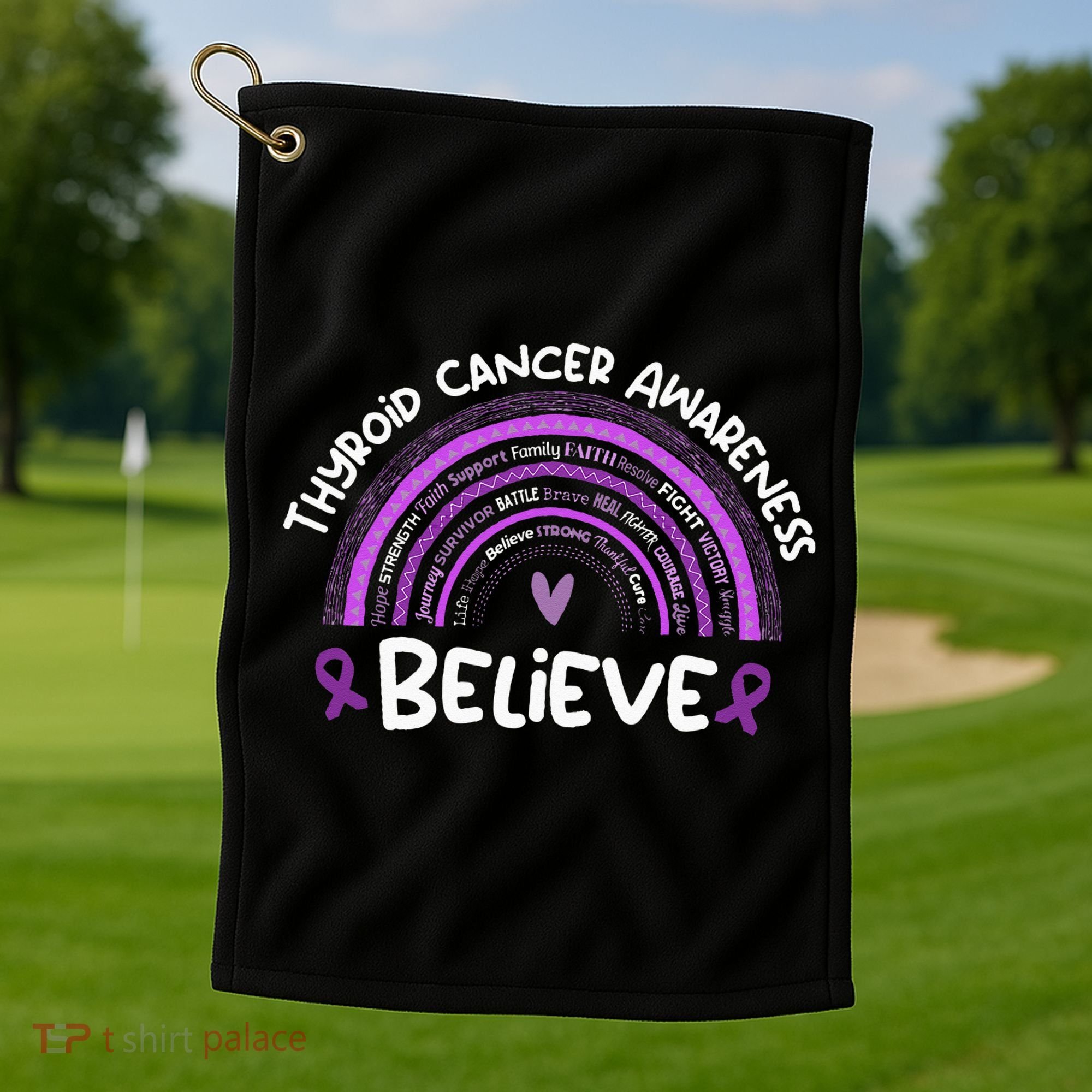 Believe Thyroid Cancer Awareness Month Thyroid Cancer Golf Towel