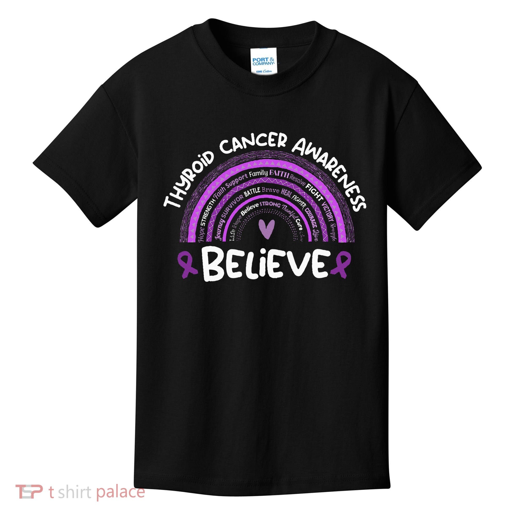 Believe Thyroid Cancer Awareness Month Thyroid Cancer Kids T-Shirt