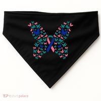 Butterfly Thyroid Cancer Awareness Ribbon Survivor Warrior USA-Made Doggie Bandana thumb 0