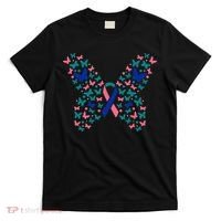 Butterfly Thyroid Cancer Awareness Ribbon Survivor Warrior T-Shirt thumb 0