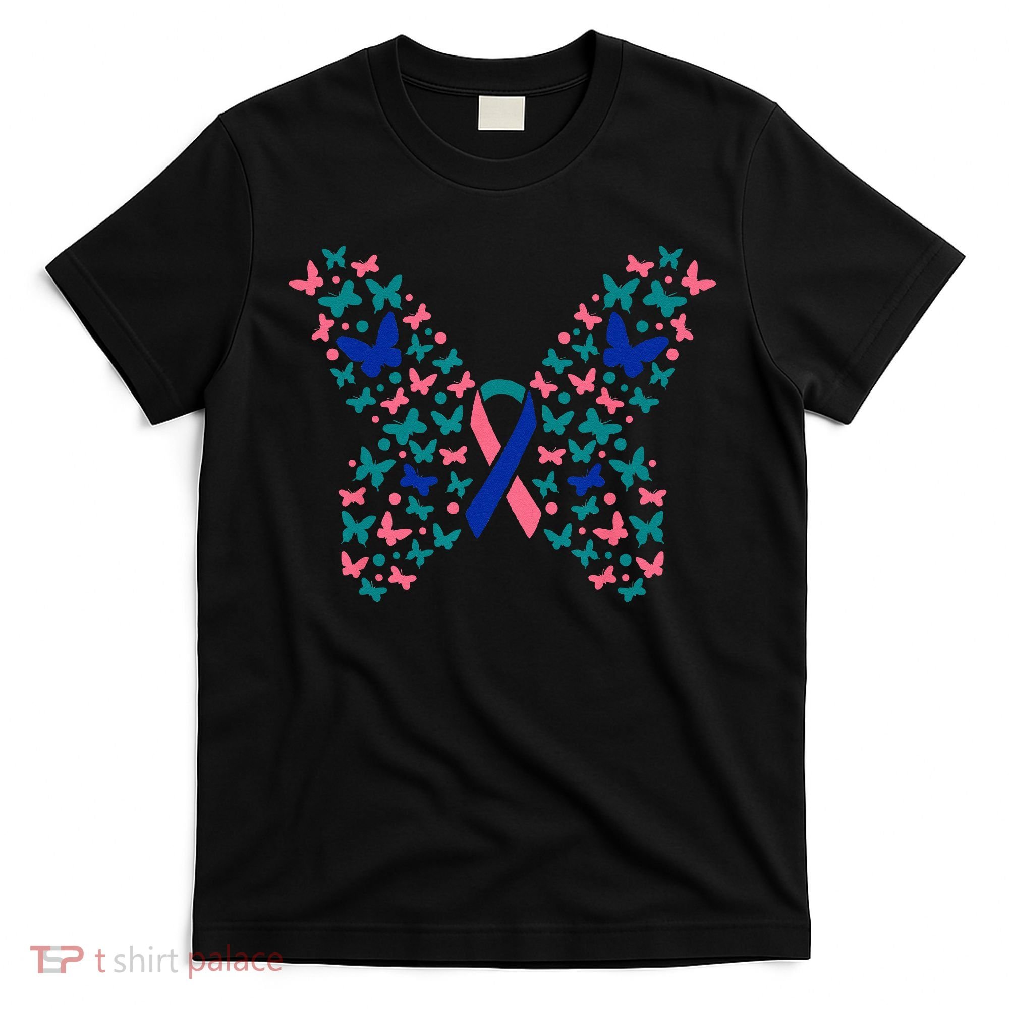 Butterfly Thyroid Cancer Awareness Ribbon Survivor Warrior T-Shirt