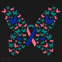 Butterfly Thyroid Cancer Awareness Ribbon Survivor Warrior T-Shirt thumb 7