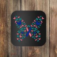 Butterfly Thyroid Cancer Awareness Ribbon Survivor Warrior Coaster thumb 0