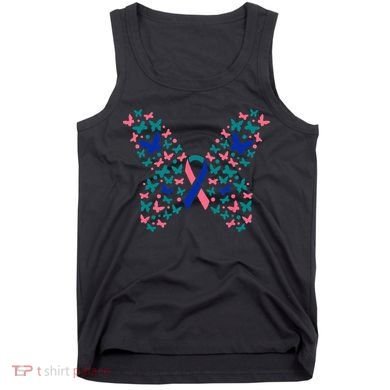 Butterfly Thyroid Cancer Awareness Ribbon Survivor Warrior Tank Top