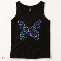 Butterfly Thyroid Cancer Awareness Ribbon Survivor Warrior Tank Top thumb 2