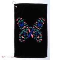 Butterfly Thyroid Cancer Awareness Ribbon Survivor Warrior Golf Towel thumb 0