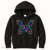 Butterfly Thyroid Cancer Awareness Ribbon Survivor Warrior Kids Hoodie thumb 0
