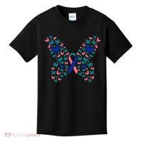 Butterfly Thyroid Cancer Awareness Ribbon Survivor Warrior Kids T-Shirt thumb 0