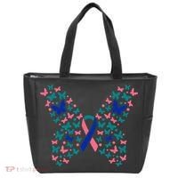 Butterfly Thyroid Cancer Awareness Ribbon Survivor Warrior Tote Bag thumb 0