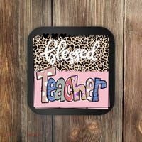 Blessed Teacher Cheetah Print Coaster thumb 0