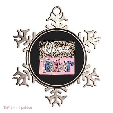 Blessed Teacher Cheetah Print Ornament