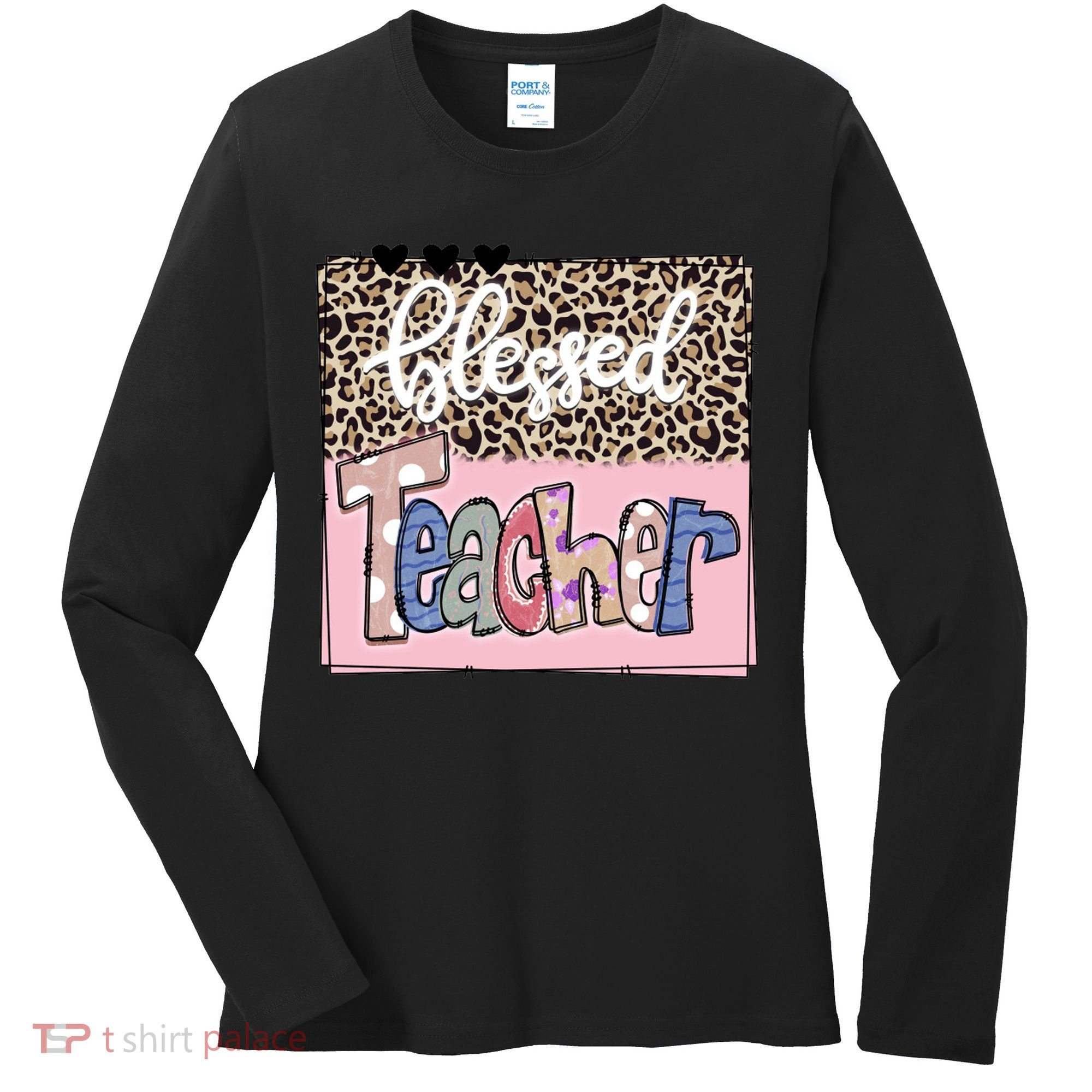 Blessed Teacher Cheetah Print Women's Long Sleeve Shirt