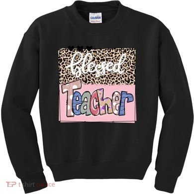 Blessed Teacher Cheetah Print Kids Sweatshirt