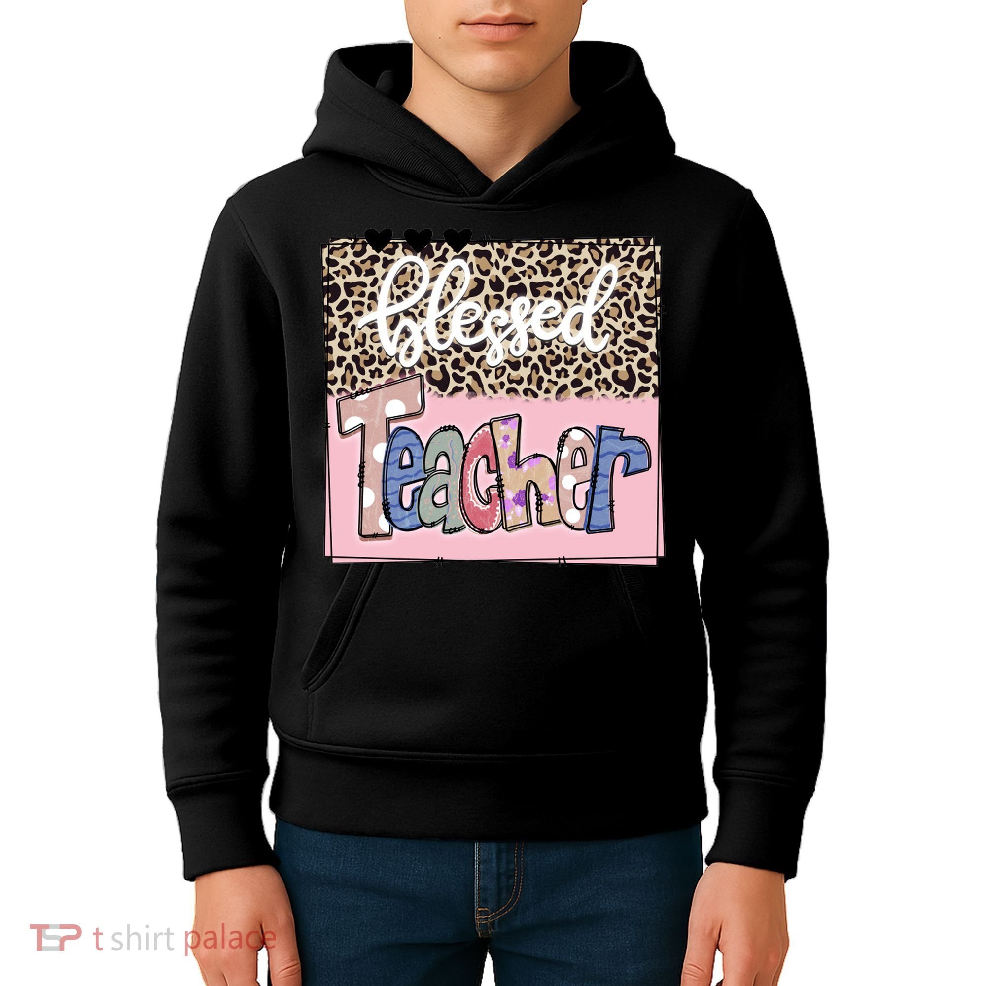 Blessed Teacher Cheetah Print Kids Hoodie