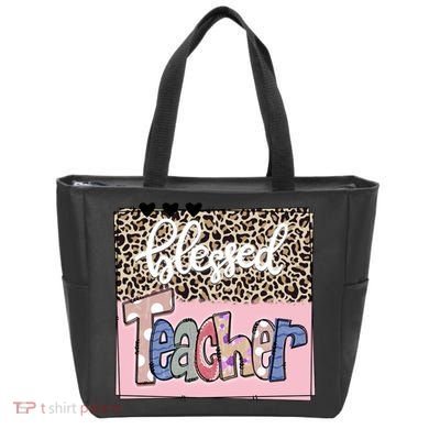 Blessed Teacher Cheetah Print Tote Bag