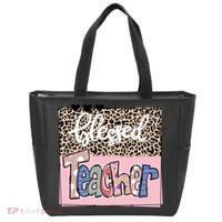 Blessed Teacher Cheetah Print Tote Bag thumb 0