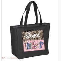 Blessed Teacher Cheetah Print Tote Bag thumb 2