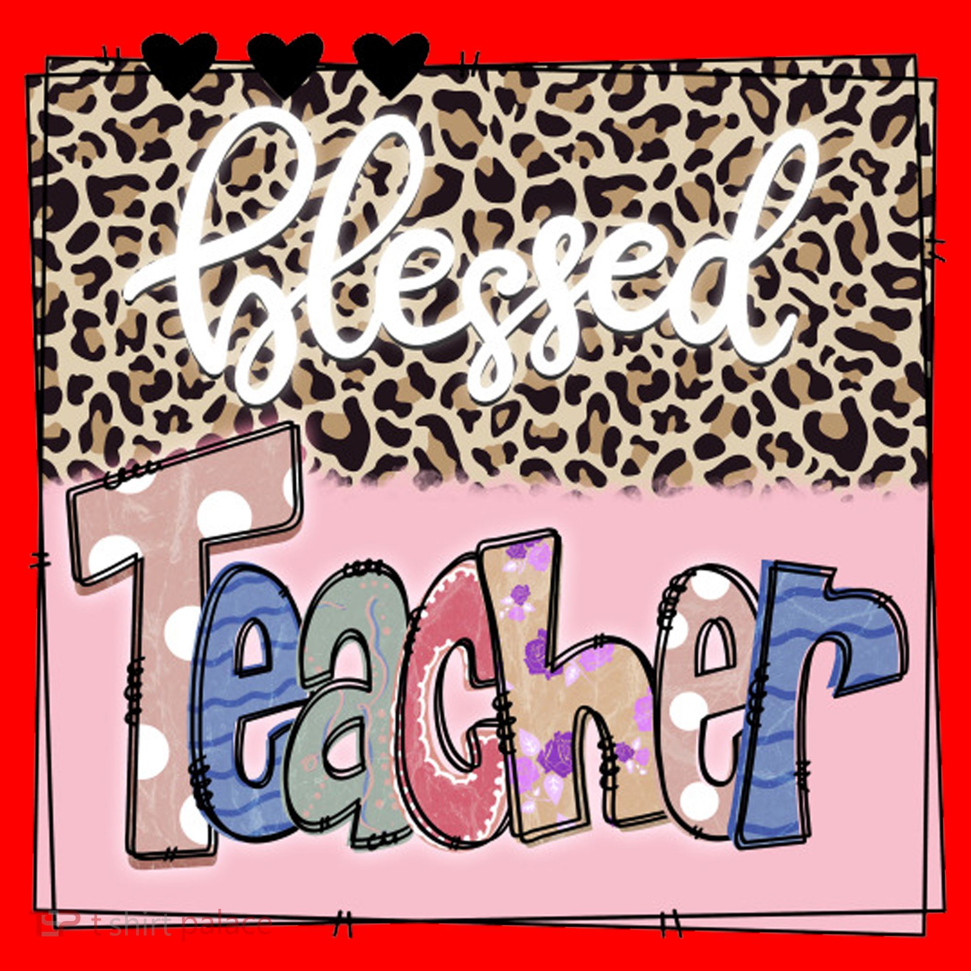 Blessed Teacher Cheetah Print Santa Hat