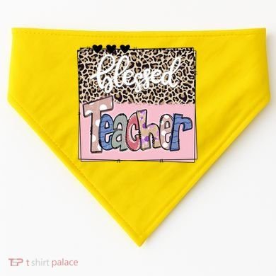 Blessed Teacher Cheetah Print USA-Made Doggie Bandana
