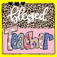 Blessed Teacher Cheetah Print USA-Made Doggie Bandana thumb 2
