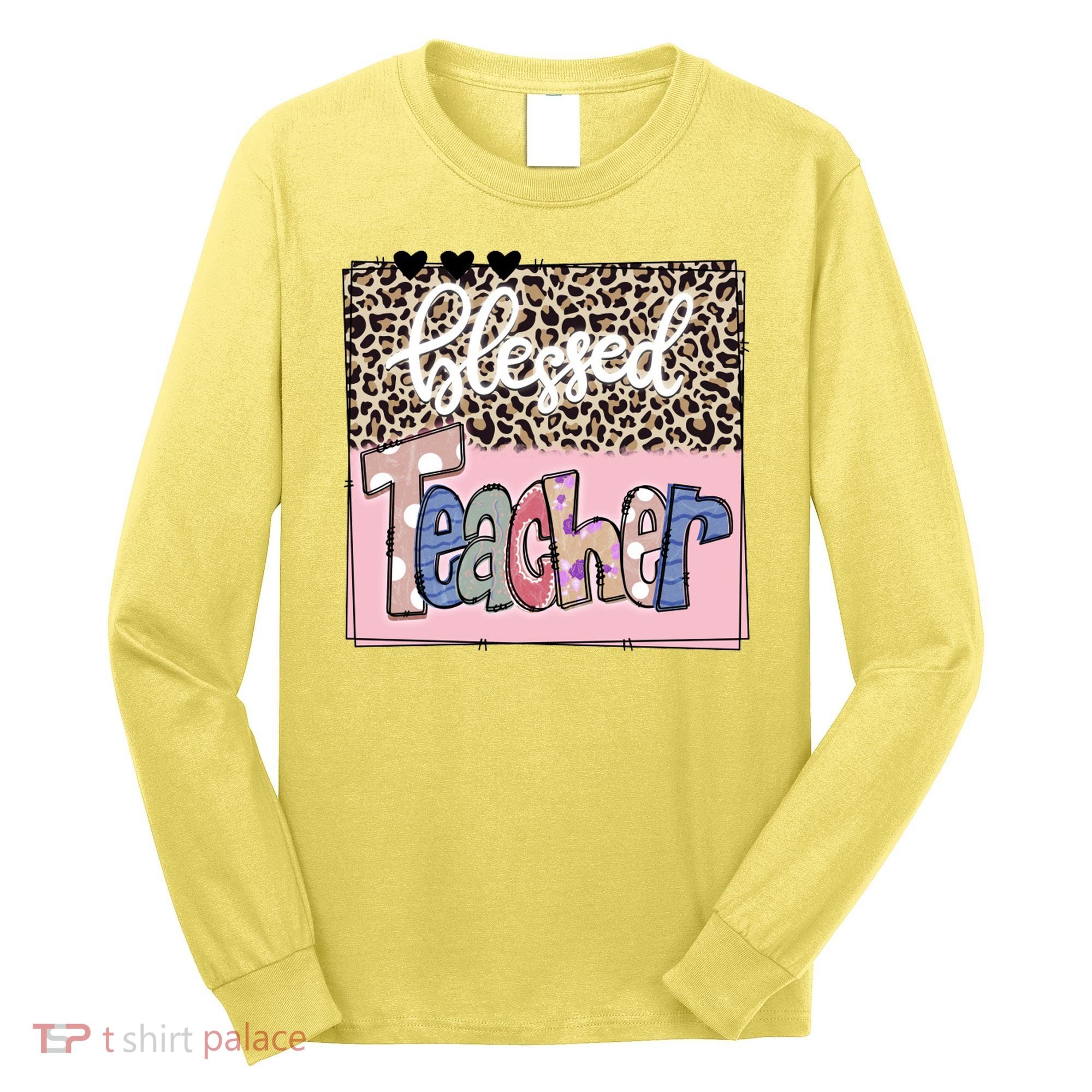 Blessed Teacher Cheetah Print Long Sleeve Shirt