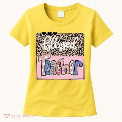 Blessed Teacher Cheetah Print Women's T-Shirt