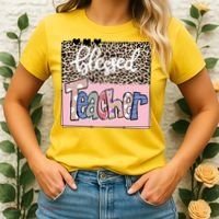 Blessed Teacher Cheetah Print Women's T-Shirt thumb 2