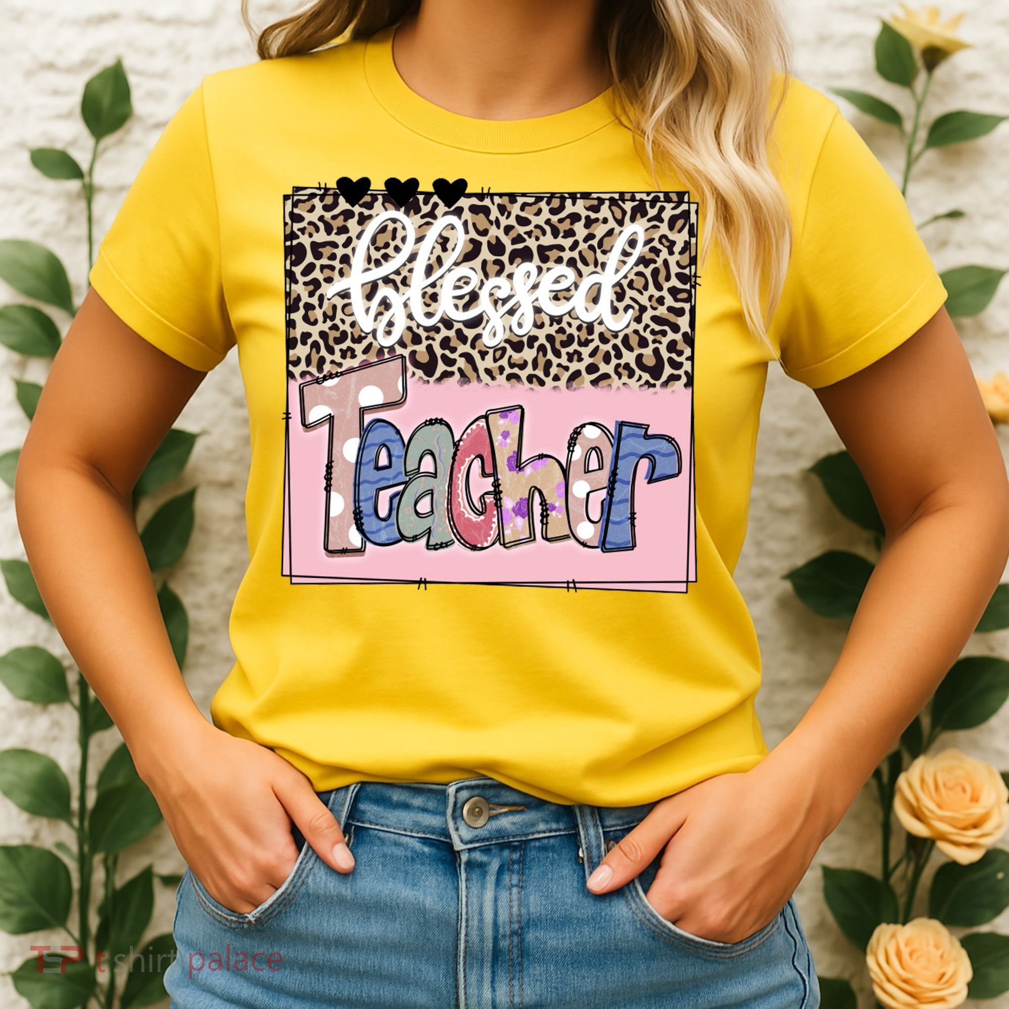 Blessed Teacher Cheetah Print Women's T-Shirt