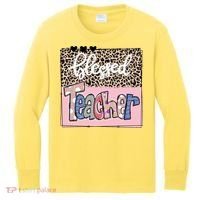 Blessed Teacher Cheetah Print Kids Long Sleeve Shirt thumb 0