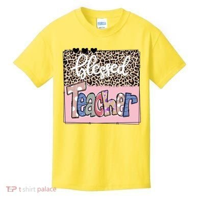 Blessed Teacher Cheetah Print Kids T-Shirt