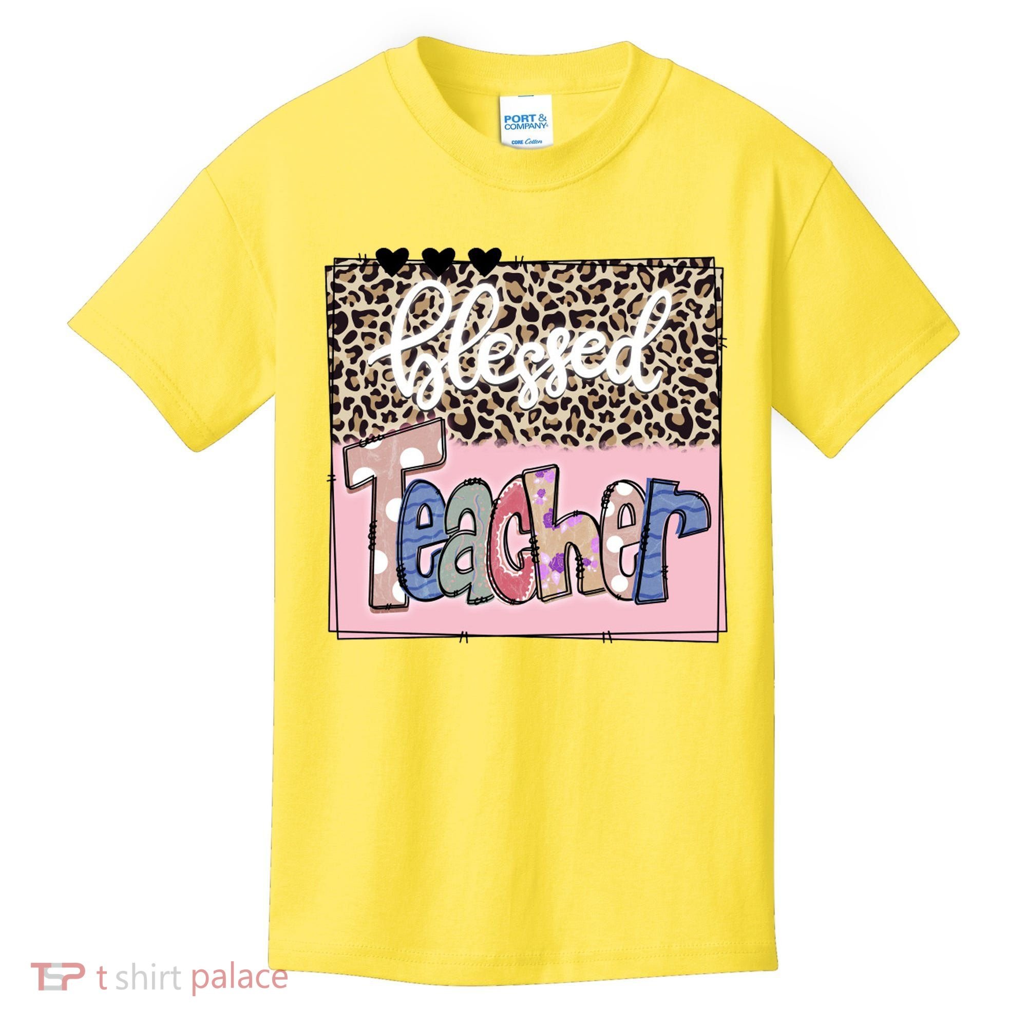 Blessed Teacher Cheetah Print Kids T-Shirt
