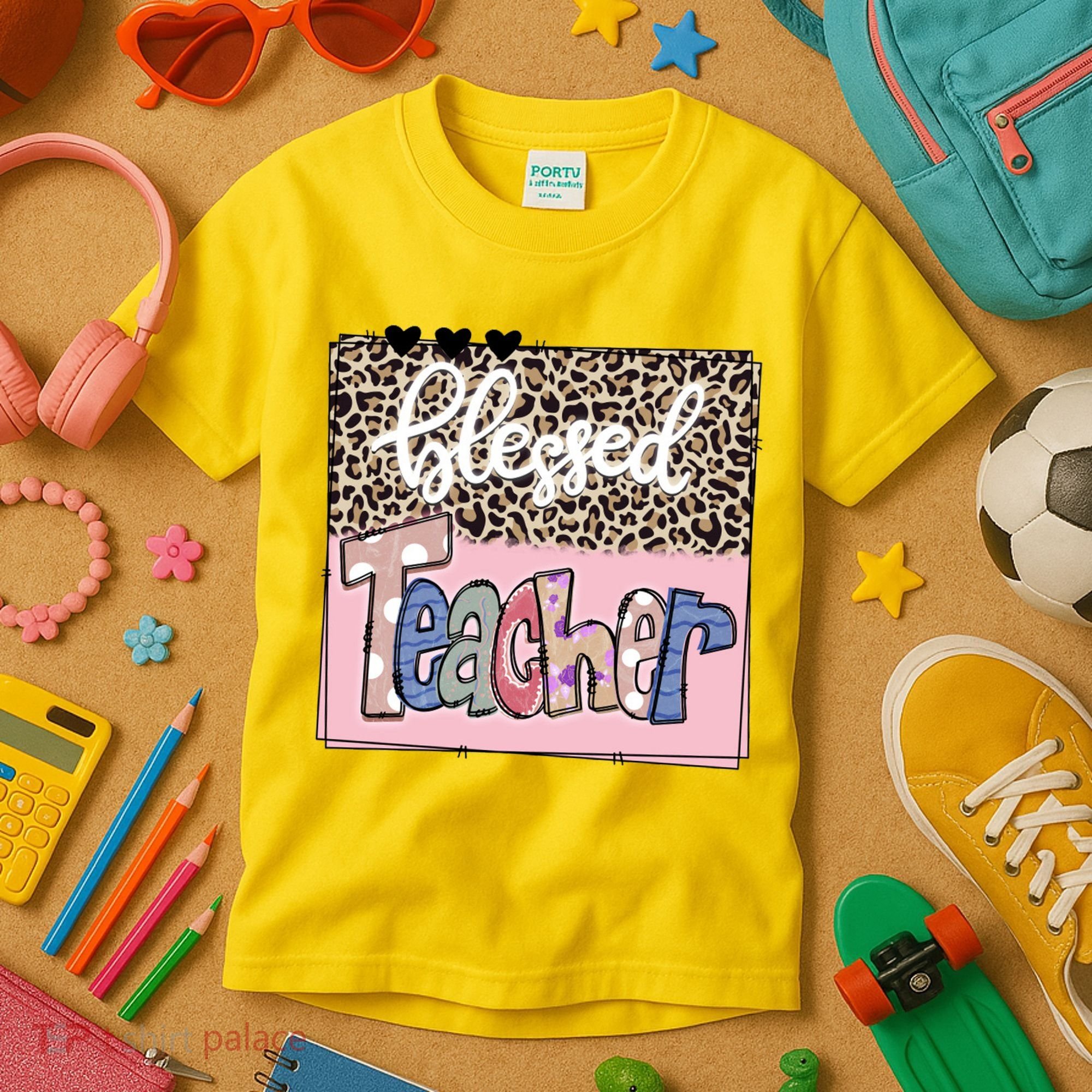 Blessed Teacher Cheetah Print Kids T-Shirt