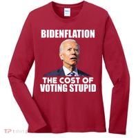 Bidenflation The Cost Of Voting Stupid Funny Women's Long Sleeve Shirt thumb 0
