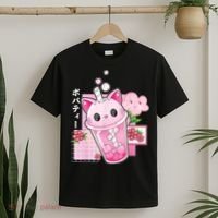 Boba Tea Cat Bubble Tea Kawaii Anime Japanese Girl Teenager T-Shirt thumb 2