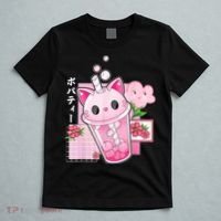 Boba Tea Cat Bubble Tea Kawaii Anime Japanese Girl Teenager T-Shirt thumb 5