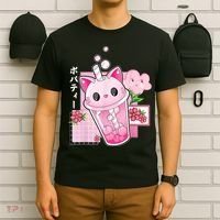 Boba Tea Cat Bubble Tea Kawaii Anime Japanese Girl Teenager T-Shirt thumb 6