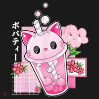 Boba Tea Cat Bubble Tea Kawaii Anime Japanese Girl Teenager T-Shirt thumb 7