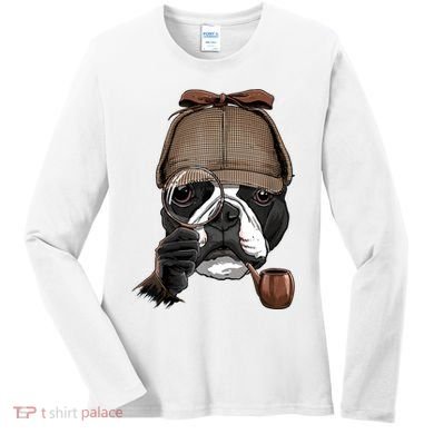 Boston Terrier Detective Boston Terrier Dog Lover Women's Long Sleeve Shirt