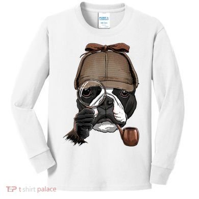 Boston Terrier Detective Boston Terrier Dog Lover Kids Long Sleeve Shirt