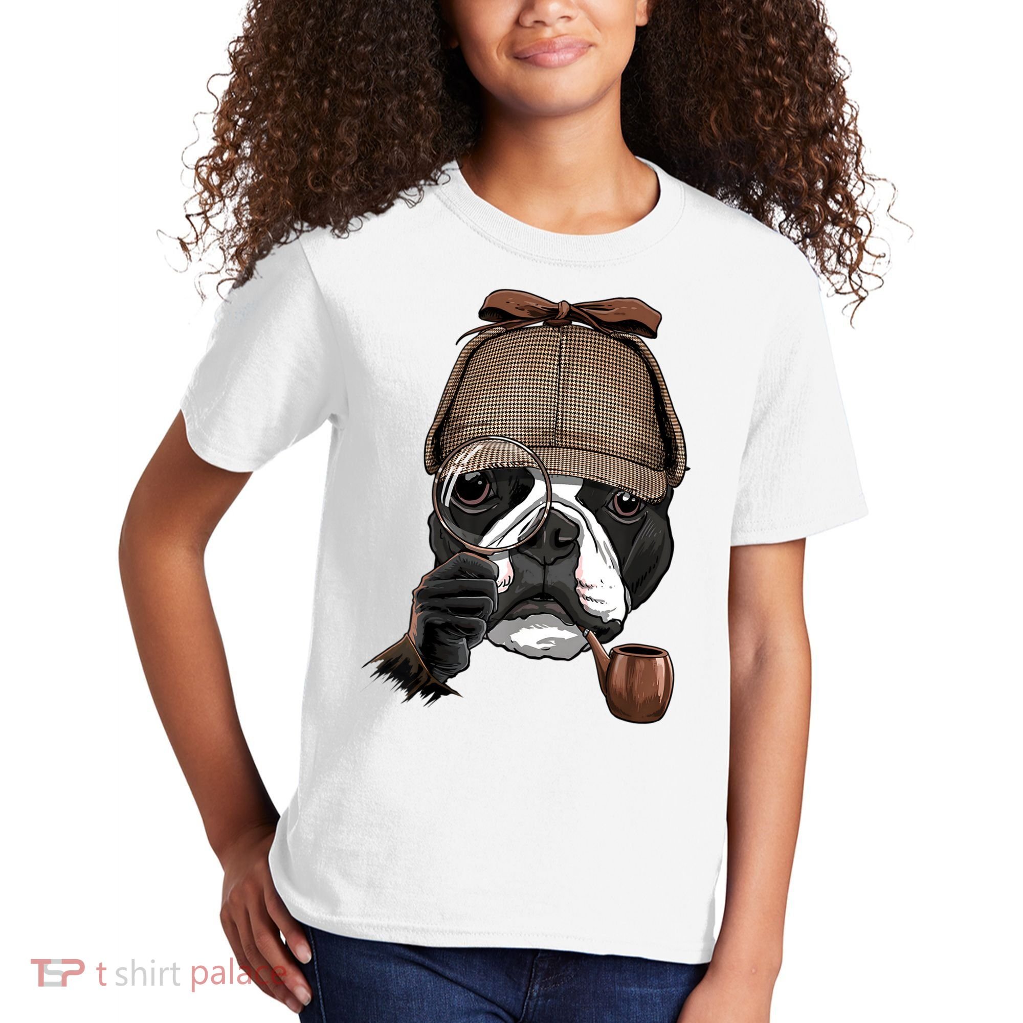 Boston Terrier Detective Boston Terrier Dog Lover Kids T-Shirt