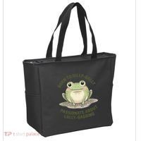 Born To Dilly Dally Funny Green Frog Meme Tote Bag thumb 2