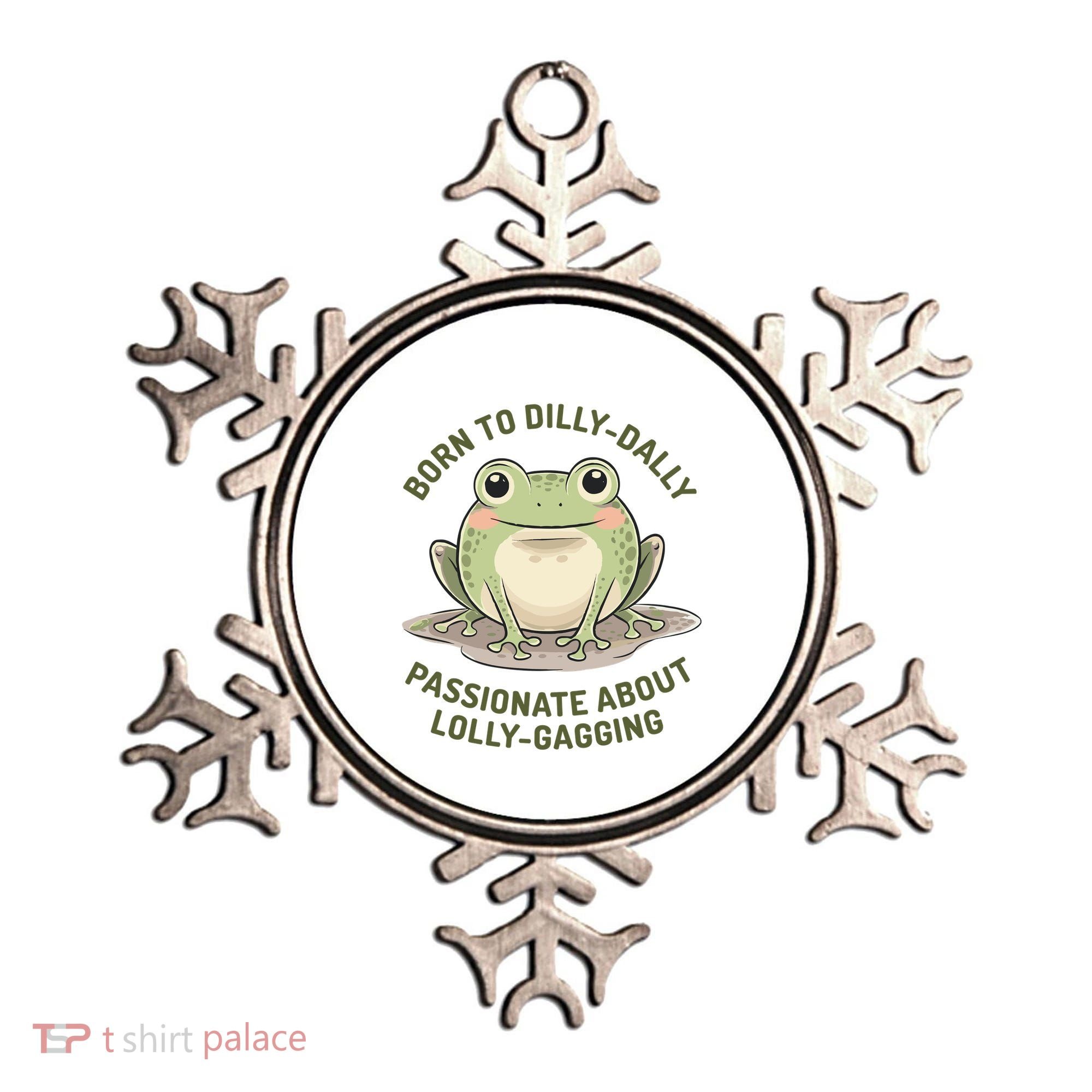Born To Dilly Dally Funny Green Frog Meme Ornament