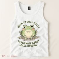 Born To Dilly Dally Funny Green Frog Meme Tank Top thumb 2