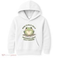 Born To Dilly Dally Funny Green Frog Meme Kids Hoodie thumb 0