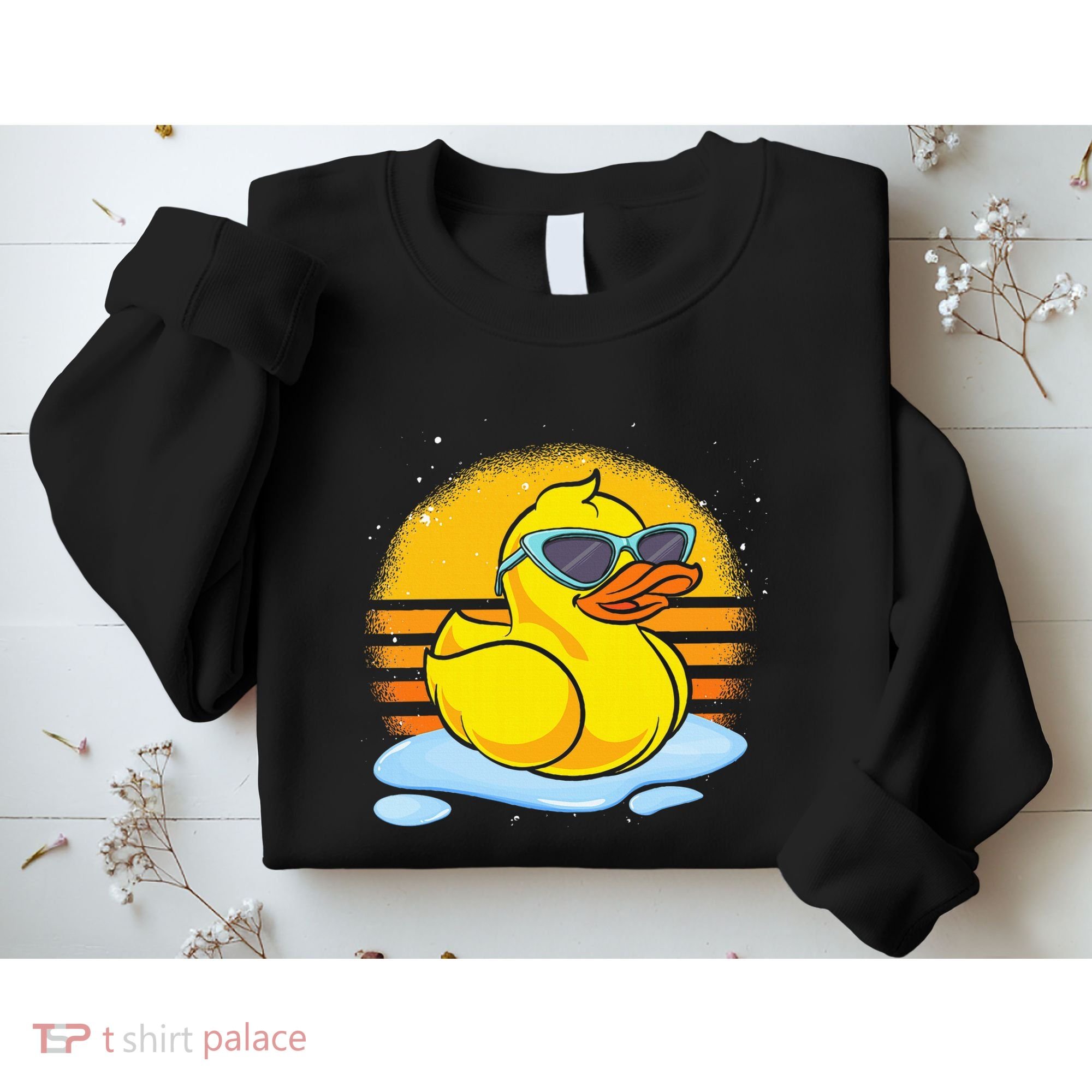 Bath Toy Duckie Cute Ducky Cool Sunglasses Retro Rubber Duck Sweatshirt