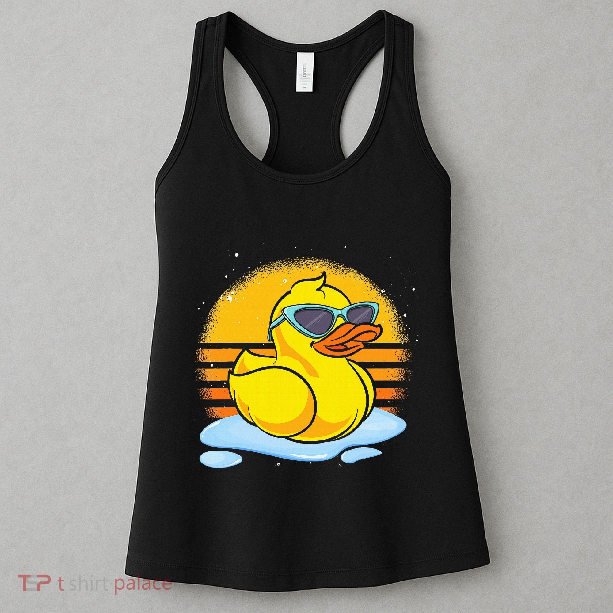 Bath Toy Duckie Cute Ducky Cool Sunglasses Retro Rubber Duck Women's Tank Top