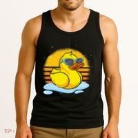 Bath Toy Duckie Cute Ducky Cool Sunglasses Retro Rubber Duck Tank Top thumb 3