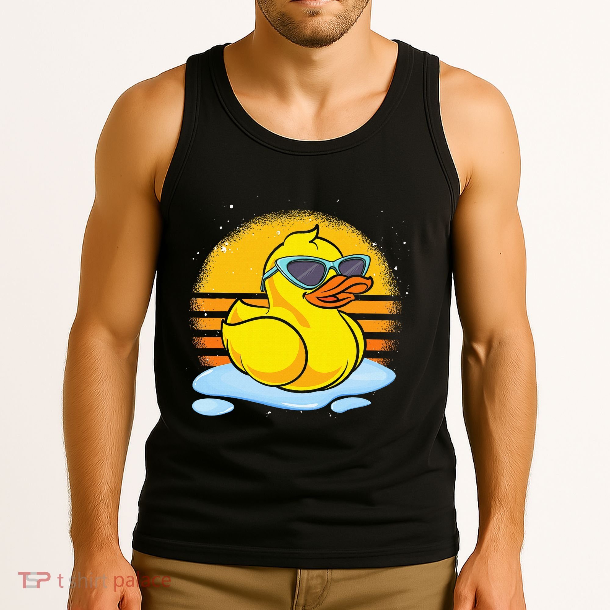 Bath Toy Duckie Cute Ducky Cool Sunglasses Retro Rubber Duck Tank Top